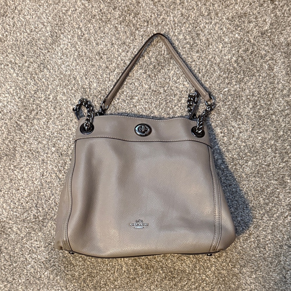 Coach Taupe Leather Shoulder Bag